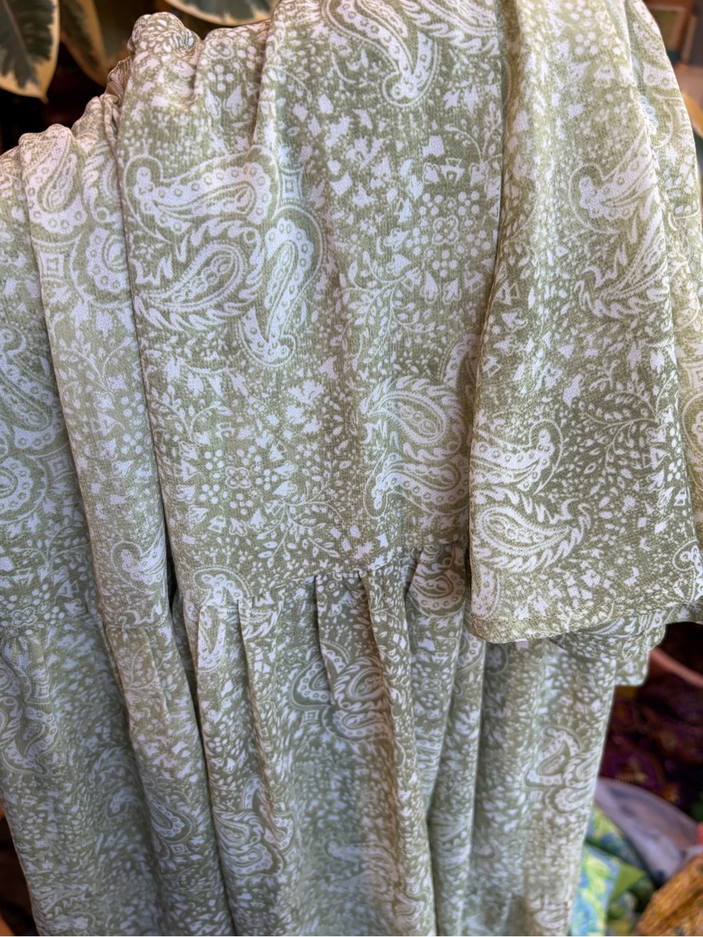 Michael Michael Kors Olive Green Paisley Midi Dress Small Boho - Picture 9 of 9